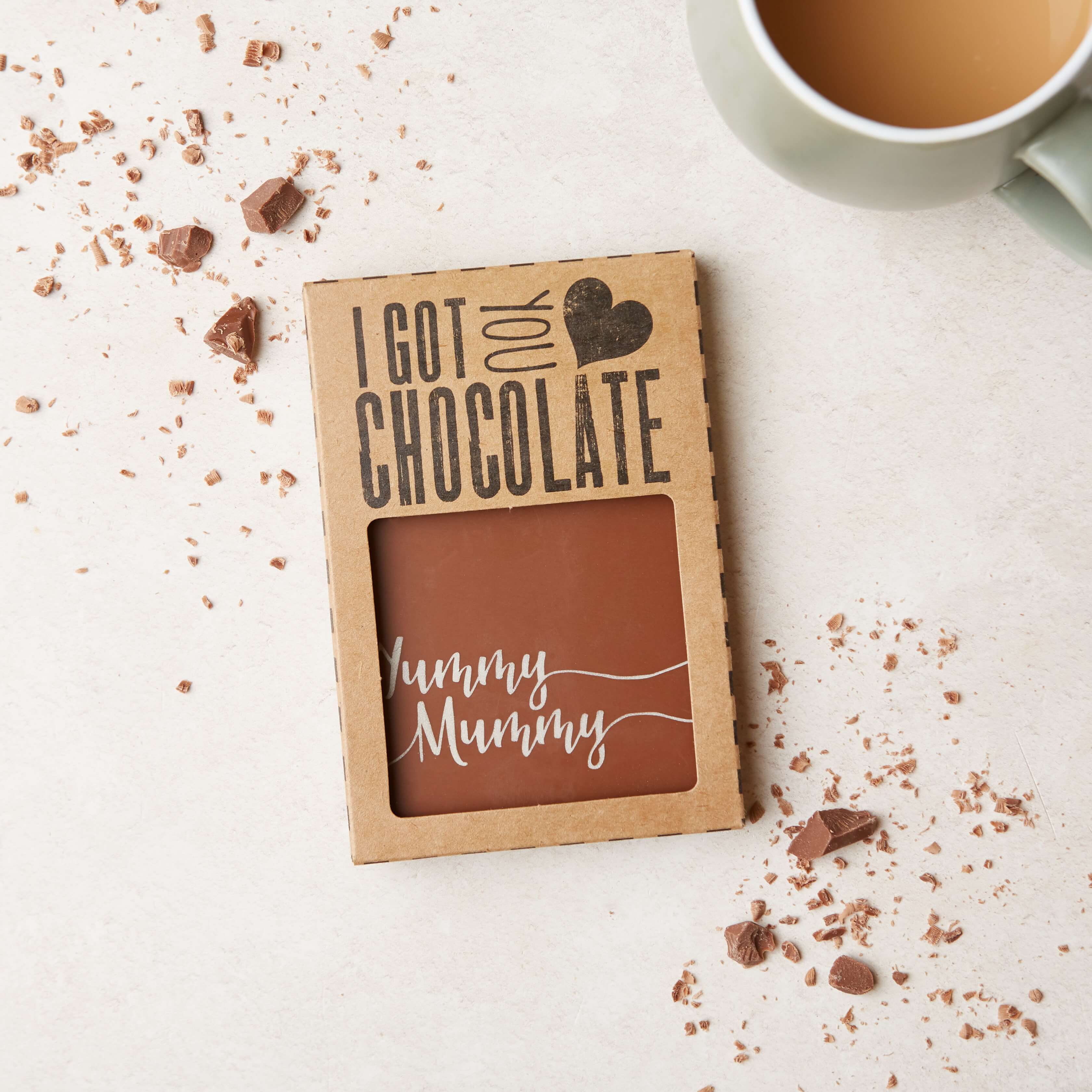 Chocolates for Mother's Day = Our ‘Yummy Mummy’ chocolate bar comes beautifully packaged in our I Got You Chocolate box, ready to gift.