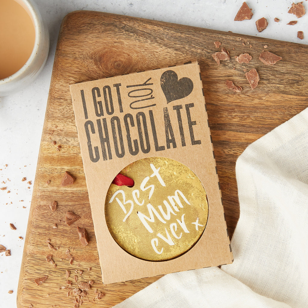 Belgian chocolate medal for Mum  presented in an 'I got you chocolate' gift box
