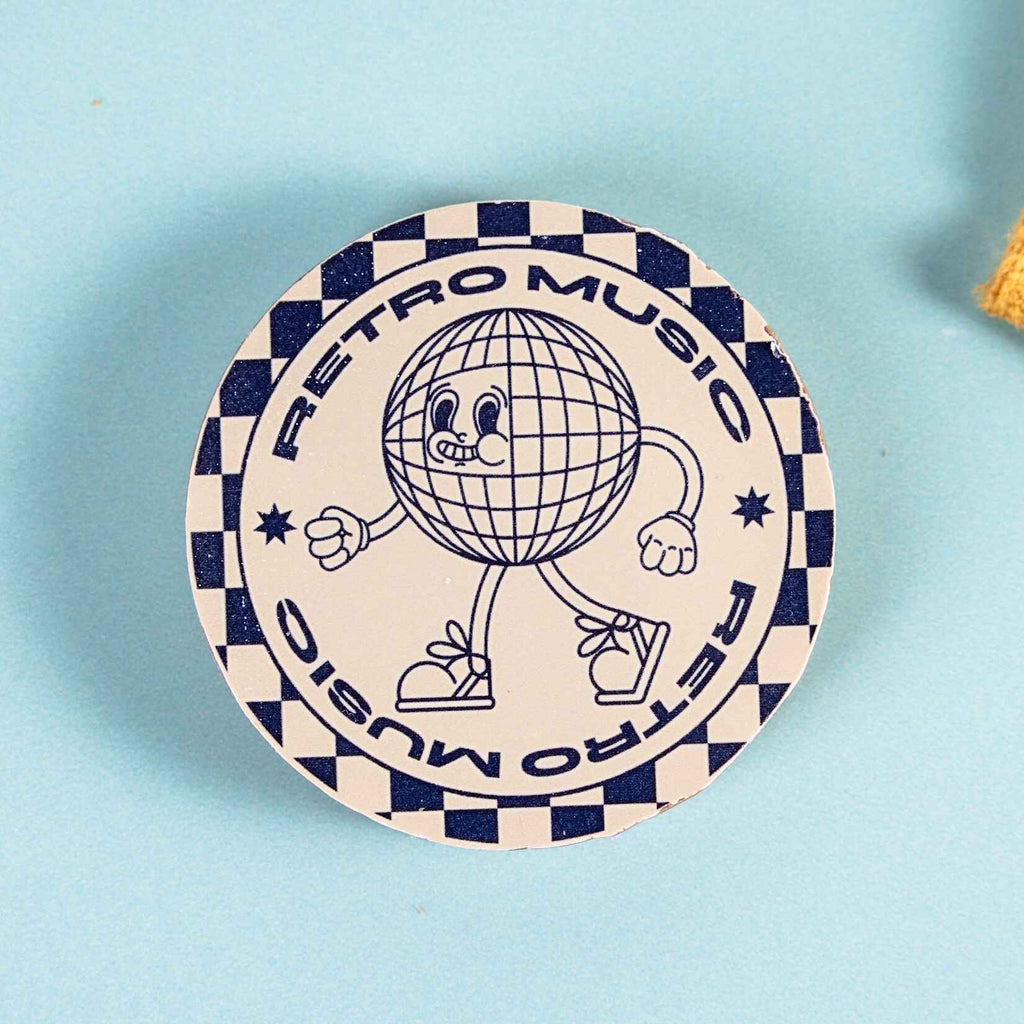 Round retro music custom chocolate disc with a cartoon character illustration