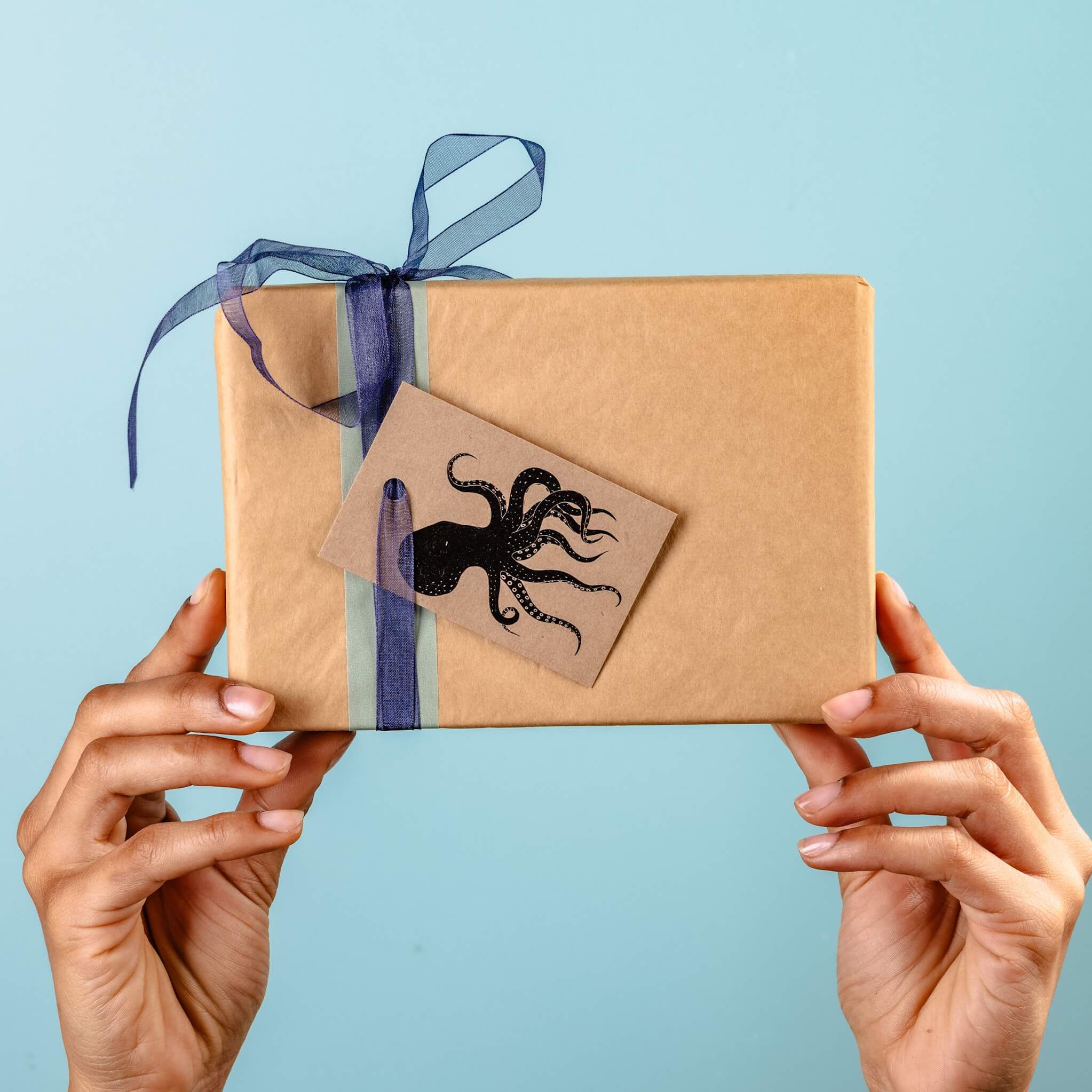 Gift Wrap with Octopus Tag - Gift Wrapped Chocolates by Post Free Delivery